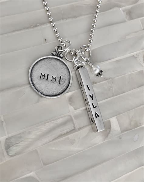 Grandmothers Four Child Name Necklace | kandsimpressions