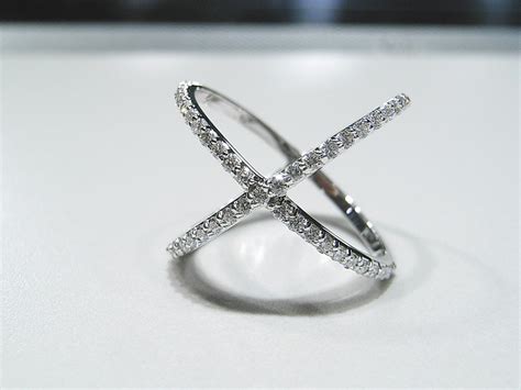 Criss Cross Diamond X Ring In 14kt White Gold By Delicategemnyc