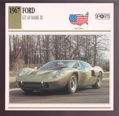 Ford Gt Gt Mark Iii Road Race Car Photo Spec Sheet Stat