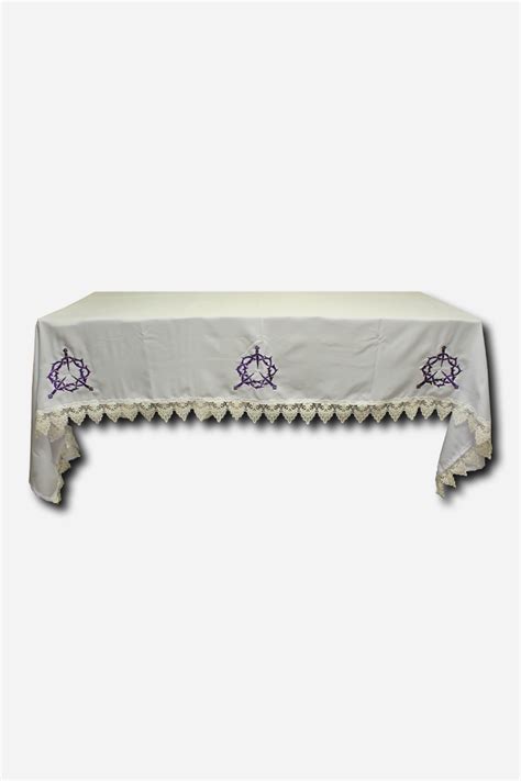 Altar Table Cover White With Lace Crown Of Thorns Design 3 X 2