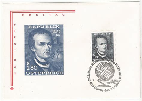 Ersttagsbrief 1216 Peter Anich 1 80 S Österreich