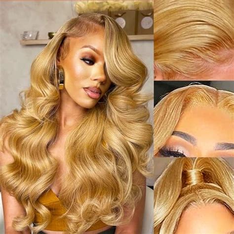 Amazon OWNFUN 22 Inch 180 Density Honey Blonde Lace Front Wigs