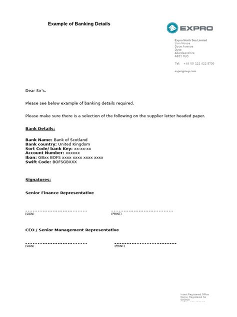 banking details  company letterhead