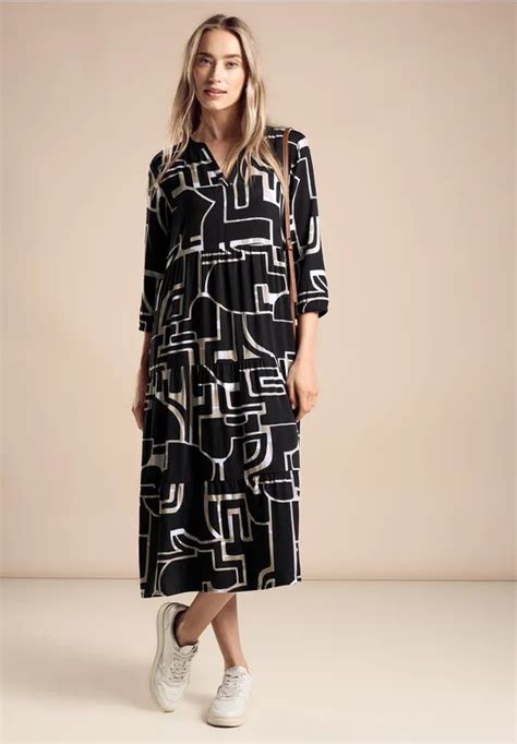 Street One Robe Tunique Imprim Pour Femmes En Noir Street One