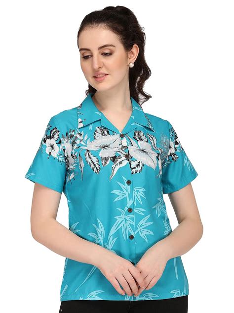 Buy Alvish Hawaiian Shirt 35w Women Bamboo Tree Print Aloha Beach Top