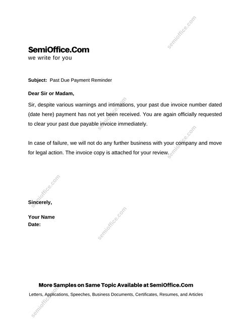 Past Due Invoice Email Samples Semioffice