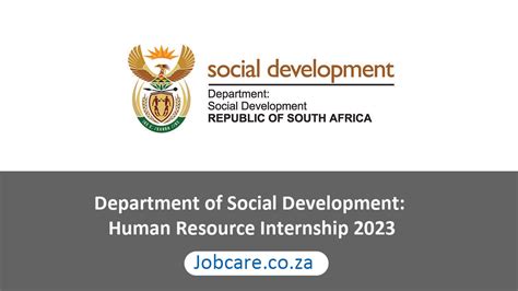 Department Of Social Development Human Resource Internship 2023 Jobcare