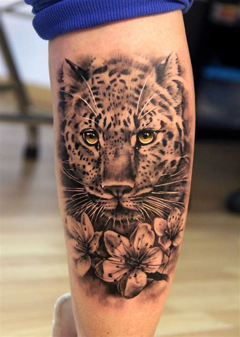 Leopard And Flowers Tattoo Not Impressed By Most Tattoos But I Like