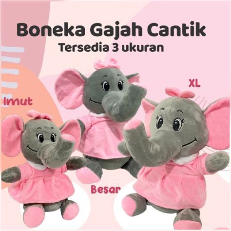 Jual Boneka Gajah Cantik Besar Sedang Kecil Shopee Indonesia