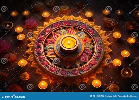 Traditional Diwali Poster Featuring Rangoli Stock Illustration - Illustration of gold, seamless ...