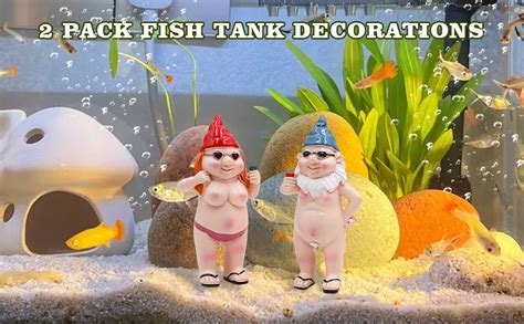 Amazon MinrzPet 2 Pack Fish Tank Decorations Resin Naked Gnomes Decor Statues For Aquarium