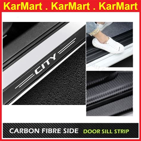 Car Door Sill Sticker Honda Carbon Leather Protector Strip Emblem Logo