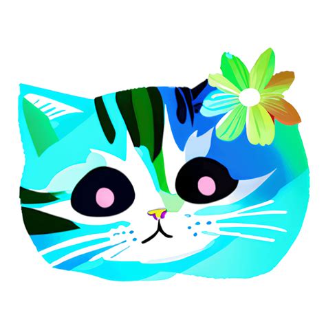 Cute Cat with Flowers · Creative Fabrica