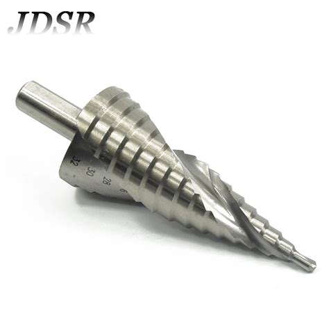 JDSR HSS Spiral Center Step Drill Bit Titanium Spiral Groove Stepped