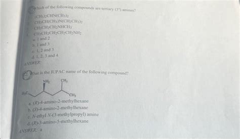 Solved Which of the following compounds are tertiary (3°) | Chegg.com