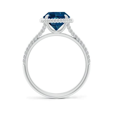 London Blue Topaz Twist Rope Split Shank Ring Angara