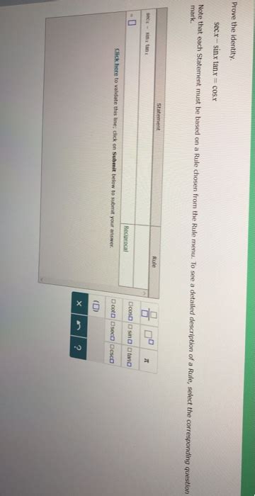 Solved Prove The Identity Sec X Sinx Tanx Cosx Note That Chegg
