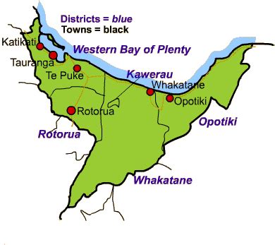 Bay of Plenty Map New Zealand City | Political Map of New Zealand