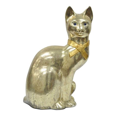 Vintage Gold Finish Cat Statue | Chairish