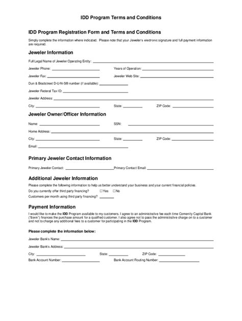 Fillable Online Idd Program Terms And Conditions Fax Email Print