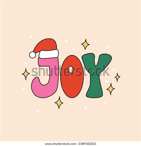 Joy Word Lettering Retro Groovy Style Stock Vector Royalty Free