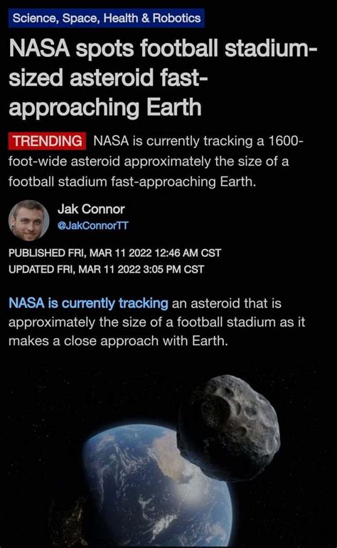 Science Space Health And Robotics Nasa Spots Football Stadium Sized