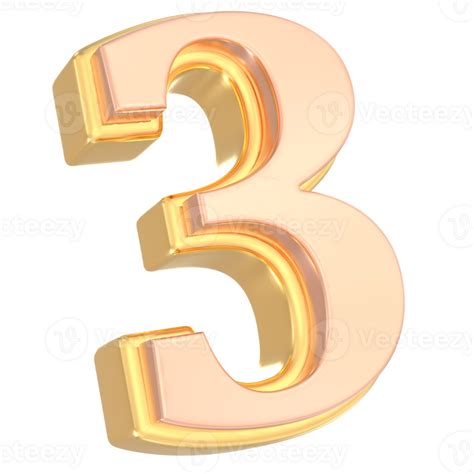 Number 3 Gold 3D 45828650 PNG