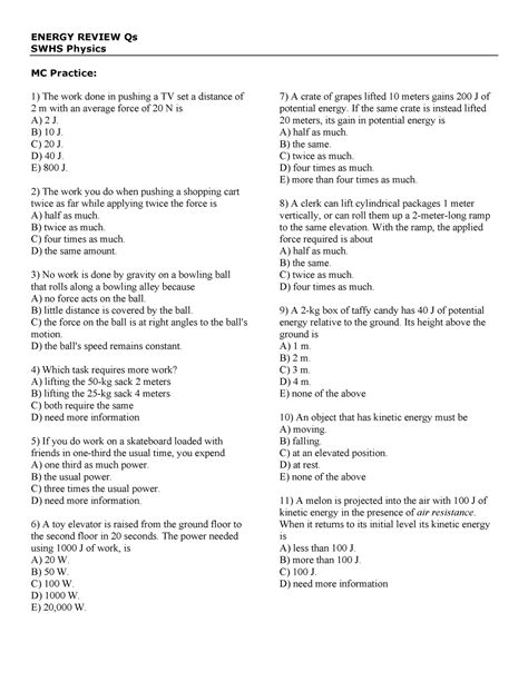 Energy Review Mcqs A Major Assignment For The Course Energy Review