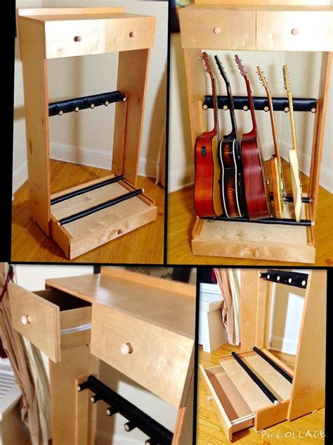 Multiple Guitar Stand With Drawers And Shelf By Rfwco On Etsy Diy Guitar Stand Guitar Storage