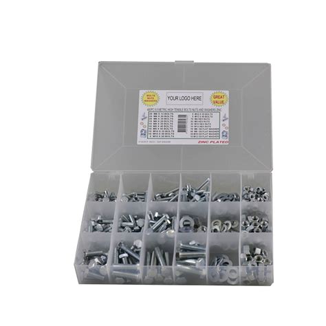 480pc Metric Coarse Hex Bolt Nut Washer Kit 8 8 Zinc Plated Bolts