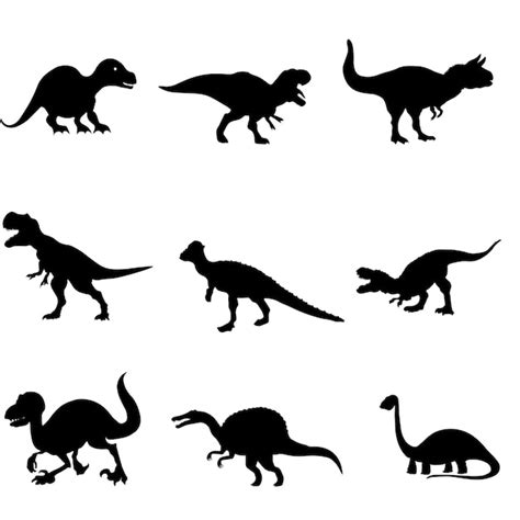 Conjunto De Siluetas De Dinosaurios Vector Premium