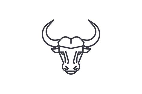 Buffalo Head Vector Line Icon Sign Illustration On Background