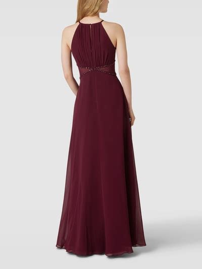 Jake S Cocktail Abendkleid Mit Amerikanischem Ausschnitt Bordeaux