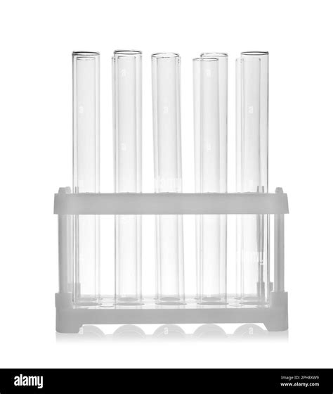 Empty Test Tubes On White Background Laboratory Equipment Stock Photo