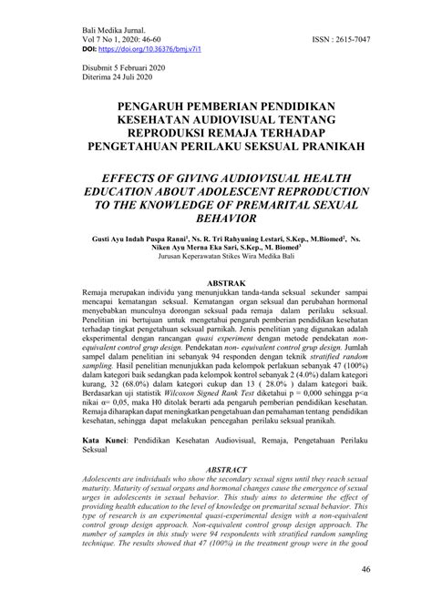 PDF PENGARUH PEMBERIAN PENDIDIKAN KESEHATAN AUDIOVISUAL TENTANG