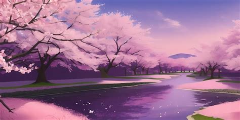 Premium AI Image | Anime Cherry Blossom Forest Scenic Japanese Pink ...