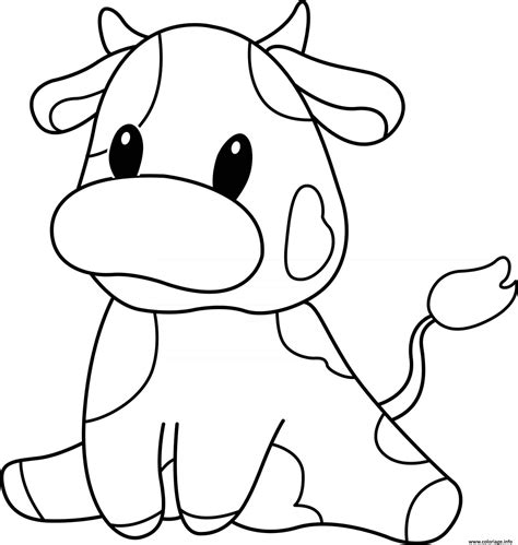 Coloriage Petite Vache Animaux De La Ferme Dessin Animal à imprimer