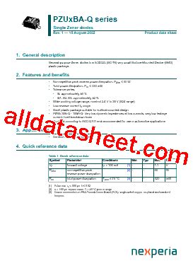 PZU5 6A Q Datasheet PDF Nexperia B V All Rights Reserved