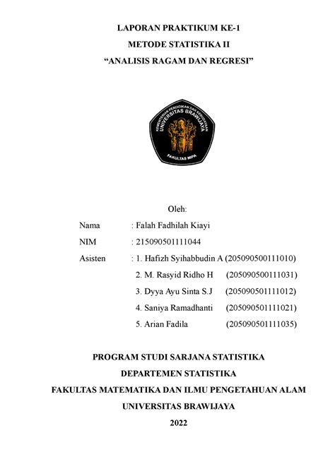 Laporan Praktikum Metstat II LAPORAN PRAKTIKUM KE METODE STATISTIKA