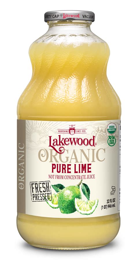 Organic Pure Lime 32oz 6 Pack Lakewood Organic Juice