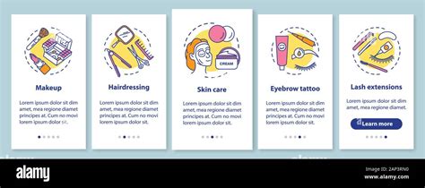 Beauty Salon Services Onboarding Mobile App Page Screen With Linear Concepts Makeup