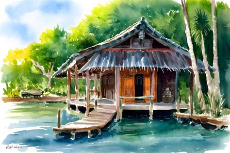 Watercolor Painting Captures Serene Essence Of Traditional Bahay Kubo