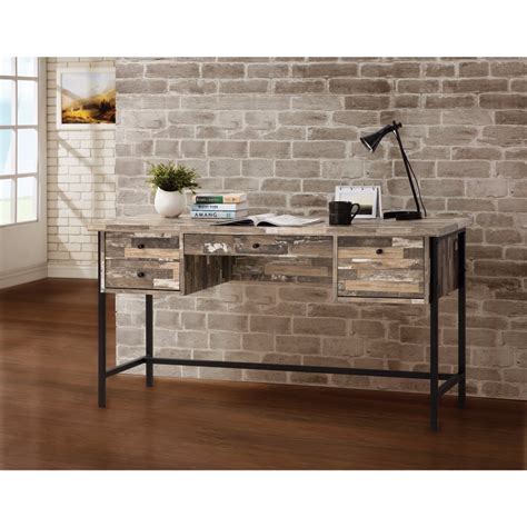 Rustic Style Wooden Writing Desk with Drawers - Walmart.com - Walmart.com