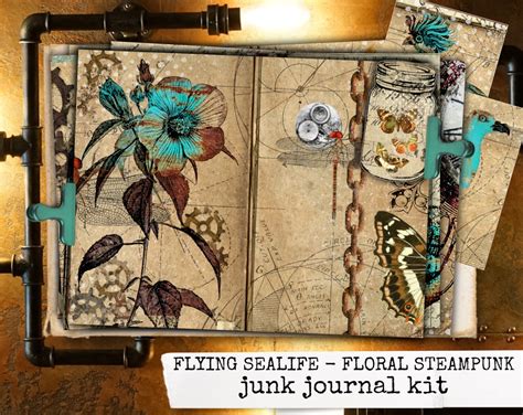 Steampunk Junk Journal Kit Printable Journal Kit Digital Junk Journal