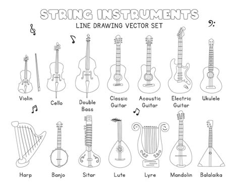 Conjunto De Vetores De Desenho De Linha De Instrumentos Musicais De