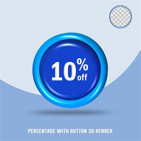 Premium Psd 3d Render Number Percentage Button Blue Color