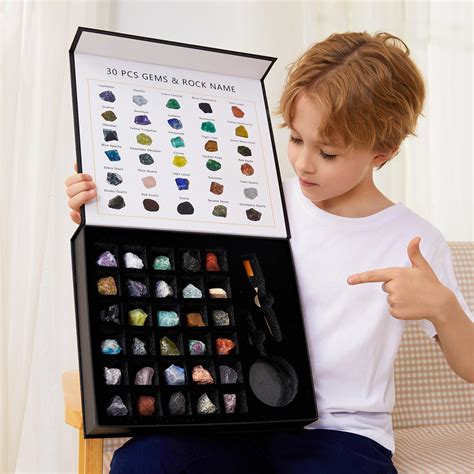 Rock Collection For Kids 30 Pcs Rocks Gemstones And Crystals Kit With