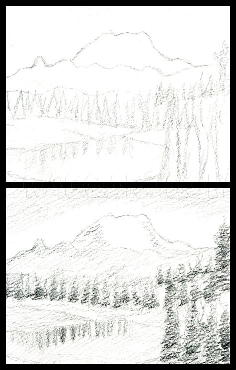 Pencil Sketches Landscape, Landscape Drawing Tutorial, Art Sketches ...