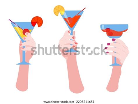 Hand Holds Glass Drink Graphic Design Stock Vector Royalty Free