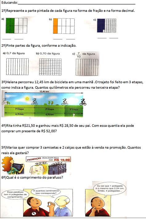 Bel Cardozo Atividade N Meros Decimais Ano